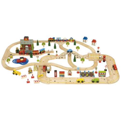 Bigjigs City Road & Railway Set (108 pce) (E.O.L.) - SAVE 10% !!