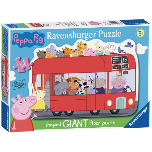 Peppa Pig Jigsaw: 24 pce London Bus Shaped Giant Floor Puzzle (3+ YRS) (E.O.L.) - SAVE 15% !!