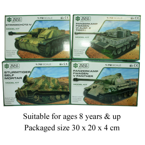 Build & Play Tank Model Kit 1:72 Scale (4 asstd.) (8 YRS+)