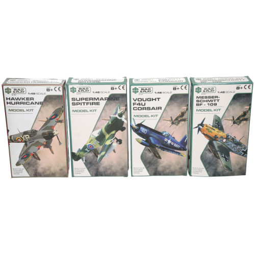 Build & Play WW2 British / US / German Plane Model Kit 1:48 Scale (4 asstd.) (13x22x5cm) (8 YRS+)