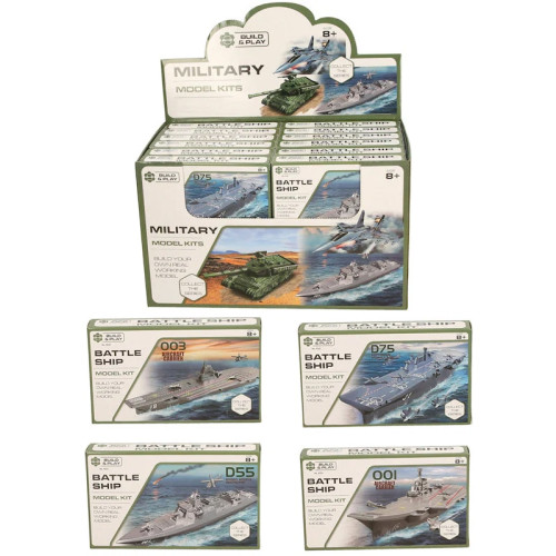 Build & Play Battle Ship Model Kit 1:100 Scale (4 asstd.) (CDU) (8 YRS+) (NEW)