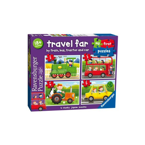 My First Puzzles: Travel Far by Train, Bus, Tractor & Car (4 in a Box) (18 MTHS+)