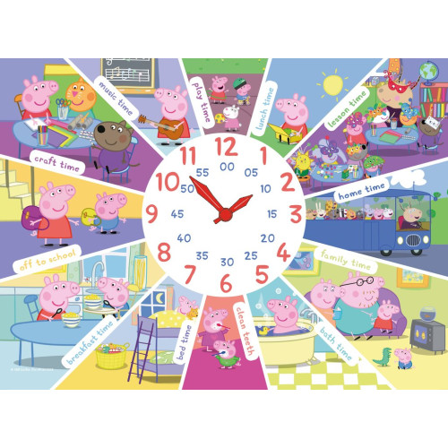 Peppa Pig Jigsaw: 60 pce Clock Puzzle (4+ YRS) (E.O.L.) - SAVE 15% !!