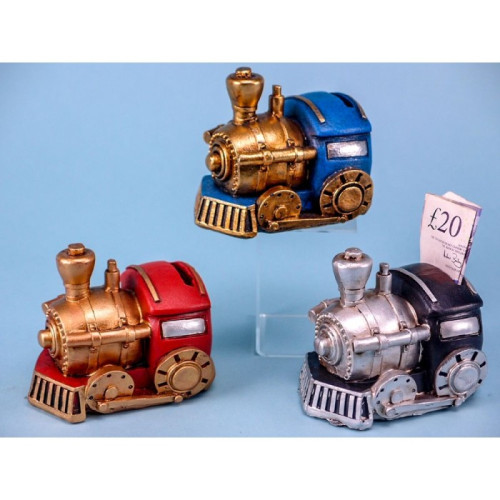 Polyresin Train Money Box 10cm (3 asstd.) (NEW)