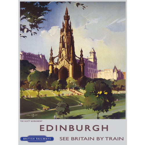 Metal Sign (RL): Edinburgh - See Britain By Train (E.O.L.) - SAVE 25% !!