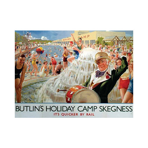 Metal Sign (RL): Butlins Holiday Camp Skegness - Quicker By Rail (E.O.L.) - SAVE 25% !!