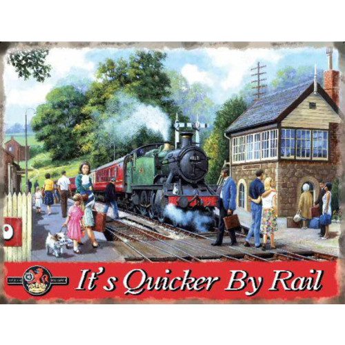 Mini Metal Sign (RL): It's Quicker By Rail