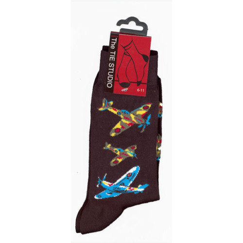 Socks Adults Size 6-11: Spitfires Mk16 on Black