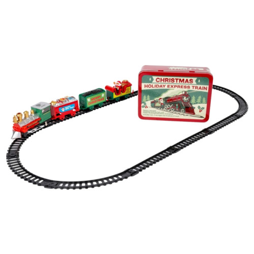 Christmas Holiday Express Train in a Tin (with B/Op Loco, 3 Wagons & 12-Pce Oval Track) (CDU Qty - 6) (NEW)