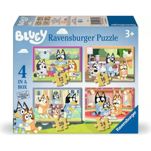 Bluey Jigsaw: 4 in a Box Puzzles (12, 16, 20 & 24 pce) (3+ YRS) (NEW)