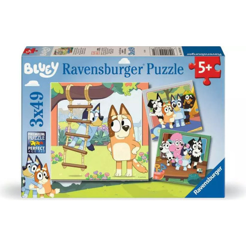 Bluey Jigsaw: 3 x 49 pce Puzzles in Borders (5+ YRS) (NEW)
