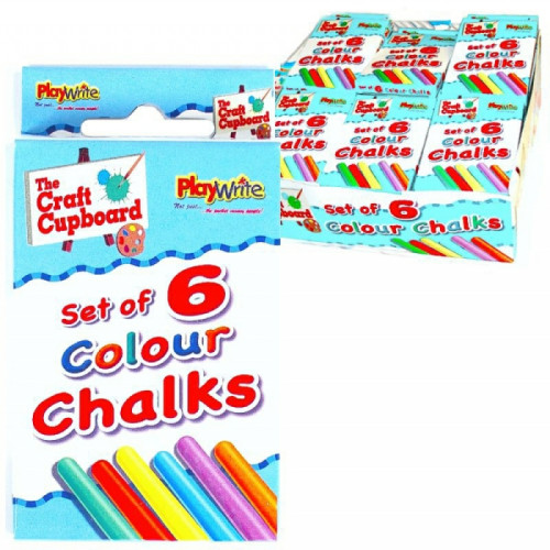 6-Pack Coloured Chalks 8cm in Printed Box (CDU) (E.O.L.) - SAVE 25% !!