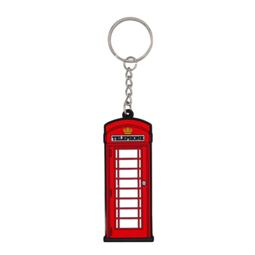 Red Telephone Box Rubberised PVC Keyring on Hanger Card (7cm)