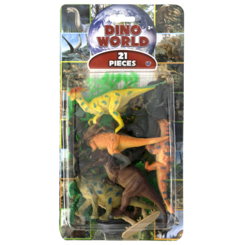 Dino World Assorted Dinosaurs 21 Pieces (blister pack) (17x14x3cm) (2 asstd.)