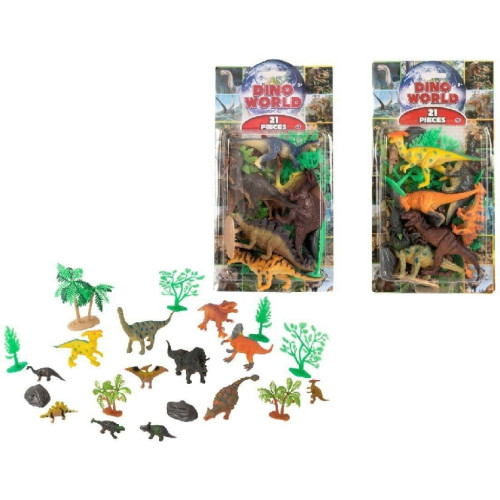 Dino World Assorted Dinosaurs 21 Pieces (blister pack) (17x14x3cm) (2 asstd.)