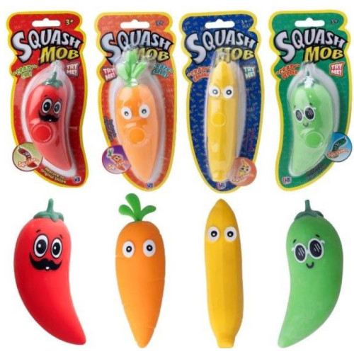 Squash Mob (4 asstd.) (Squeezy Stretchy Toy) (on blister card)