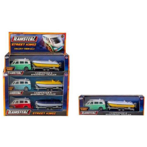 Teamsterz Street Kingz Camper Van and Speedboat 4 inch (4 asstd.) (3+ YRS) (E.O.L.)