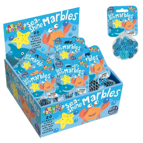 Animals Altogether Sea Shine Net Bag of 21 Marbles (CDU)