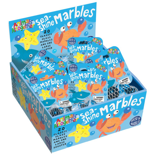 Animals Altogether Sea Shine Net Bag of 21 Marbles (CDU)