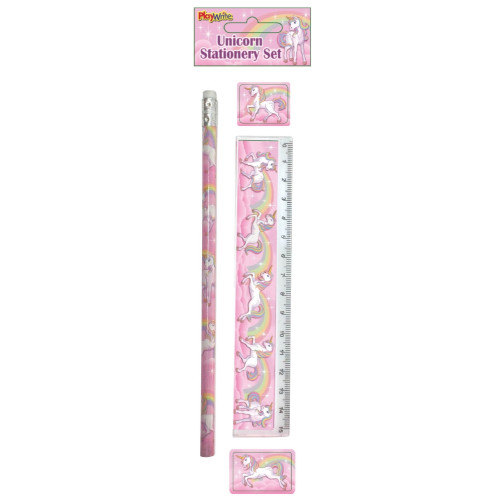 Unicorn Stationery Set 17cm (Ruler, Pencil, Eraser & Sharpener)