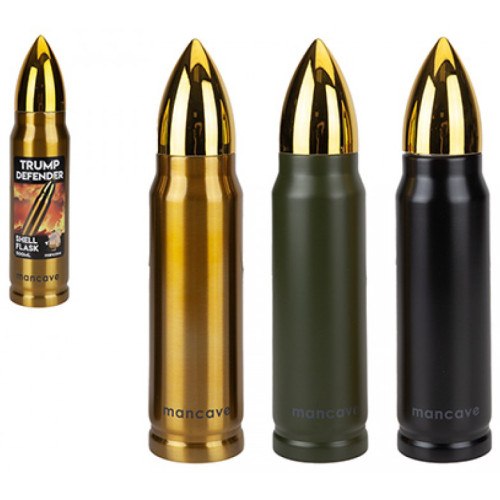 Man Cave 'Trump Defence' Bullet Shaped 500ml Flask (3 asstd.)