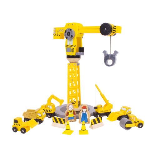 Bigjigs Big Crane Construction Set (12 pce) (E.O.L.) - SAVE 15% !!