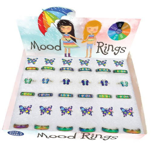 Butterflies & Bands Mood Rings 2cm (CDU)