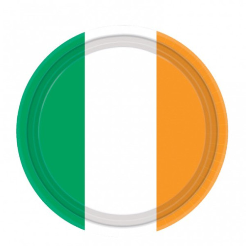 Ireland Flag Partyware: 9" Paper Plates (Packs of 8) (E.O.L.) - SAVE 25% !!
