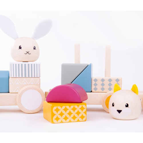 Bigjigs Simply Scandi Activity Wooden Pull Along Train (386 x 160 x 80mm) (12 Mths+)