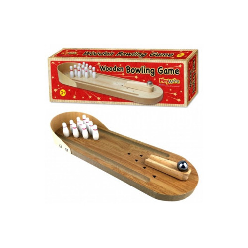 Wooden Table Top Bowling Game in Printed Box (31x11x5cm)