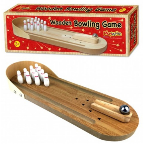 Wooden Table Top Bowling Game in Printed Box (31x11x5cm)