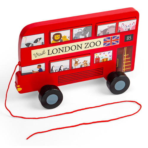 Bigjigs London Bus Wooden 7 Pce Pull Along (280 x 185 x 100mm) (12 Mths+)