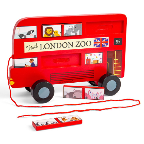 Bigjigs London Bus Wooden 7 Pce Pull Along (280 x 185 x 100mm) (12 Mths+)