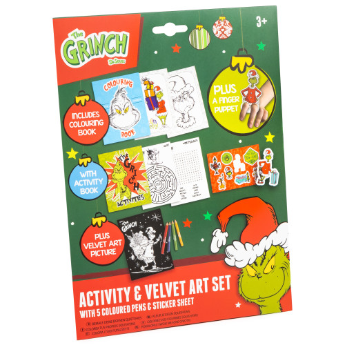 The Grinch Festive Activity & Velvet Art Set (30x22x0.8cm) (3+ YRS) (E.O.L.) - SAVE 15% !!