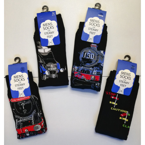 Train Socks Adults Size 6-11: Four Assorted Designs