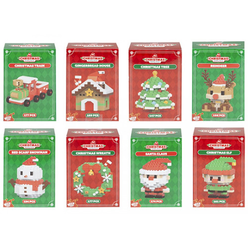 Wizz Toys Nano Building Blocks Christmas Mini Figures (8 asstd.) (CDU) (11 x 7.8cm) (6+ YRS) (NEW)