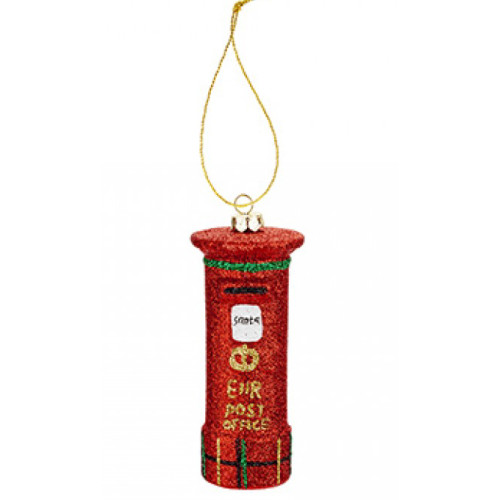 Hand Painted Check Xmas Post Box Hanging Tree Decoration (E.O.L.) - SAVE 10% !!