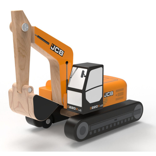 JCB Excavator Wooden Toy in Open Box (26cm) (E.O.L.) - SAVE 10% !!