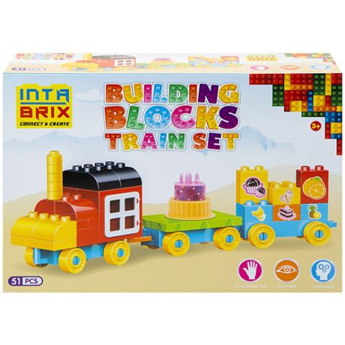 Intabrix Building Blocks Train Set (51 pces, 16 stickers) (3+ YRS) (E.O.L.)