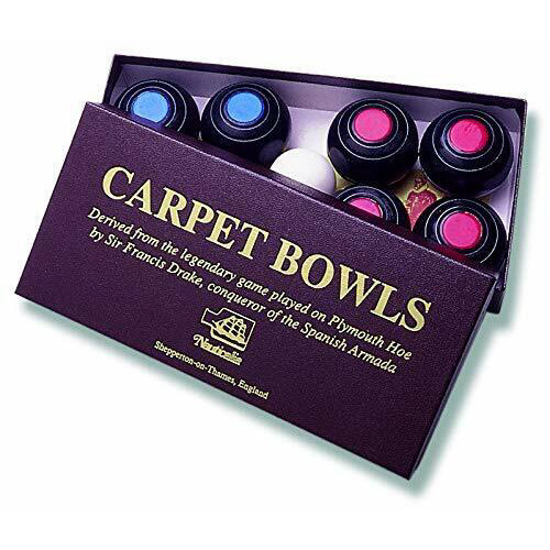 Carpet Bowls Game (Set of Eight 5cm Bowls with White Jack) in Retro Style Box (NEW)