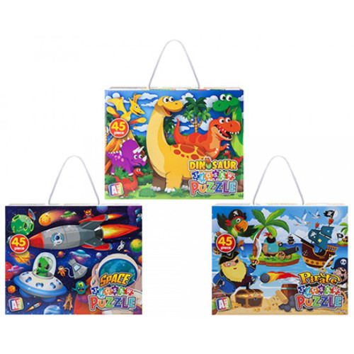 45 Pce Kids Puzzle 40x30cm in Carry Case (3 asstd) (20x16x6cm) (3+ YRS) (E.O.L.) - SAVE 15% !!