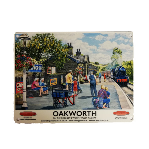 Metal Sign (RL): Travel Poster - Oakworth on the K&WVR (E.O.L.) - SAVE 33% !!