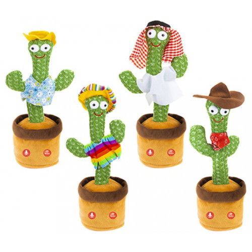 Singing & Dancing Cactus with 4 LED Lights & Recording Function ( 4 asstd.) (3 AA batteries not incl.) (E.O.L.) - SAVE 25% !!
