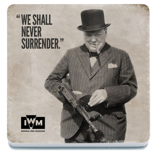 Melamine Coaster (IWM): Winston Churchill - "We Shall Never Surrender"