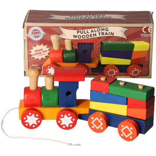 Pull-Along Wooden Train & Carriage (22x9x7cm) (18 MTHS+)