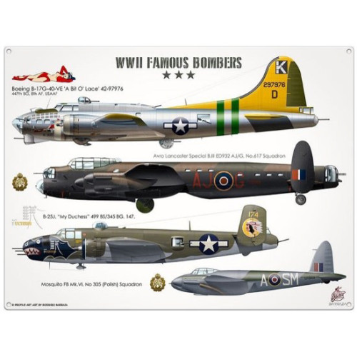 Metal Sign (AE): WWII Famous Bombers (NEW)