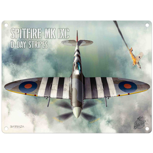 Metal Sign (AE): Spitfire MK IXC D-Day Stripes (NEW)