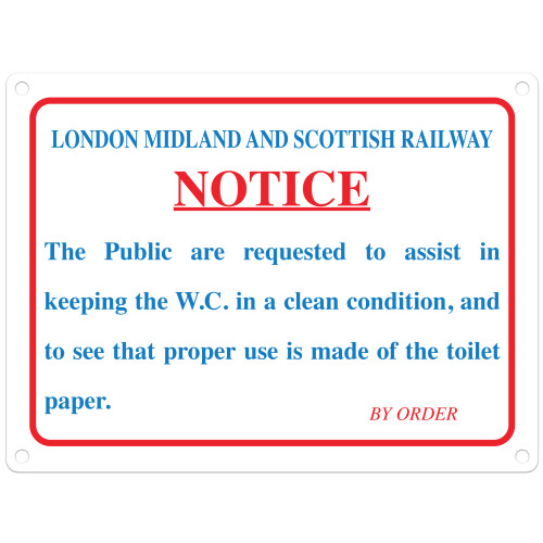 Mini Metal Sign (RL): London Midland & Scottish Railway Notice - Public W.C. ... (NEW)
