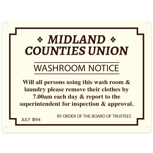 Mini Metal Sign (RL): Midland Counties Union - Washroom Notice ... (NEW)