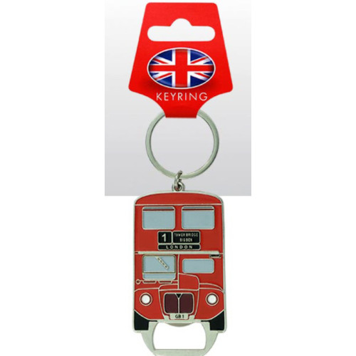 The Famous British Bus Bottle Opener Keyring 14.5cm (on header card)